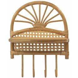 WOLLIES Amsterdam Bamboe Wandrek / Kapstok, 4 Haakjes, Naturel, Handgemaakt, 30x20x38 cm