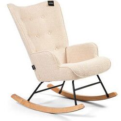 Aemely® Schommelstoel 'Mama' - Beige Teddy, Blank Hout