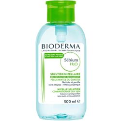 Bioderma Sebium H2O Miccelar Solution Oily Acne Skin Cleaning 500mL Pump-Reverse