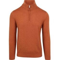 R2 Amsterdam Sweater R2 Half Zip Trui Merino Wol Brique Oranje