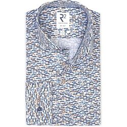 R2 Amsterdam Overhemd lange mouw R2 Overhemd Print Auto Blauw Blauw