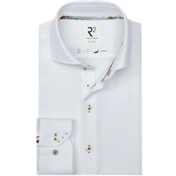 R2 Amsterdam Overhemd lange mouw R2 Japanese Knitted Overhemd Korte Mouwen Wit Wit