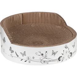 zooplus Exclusive - Wit met vlinderopdruk - Kattenmand en Krabmeubel Relax